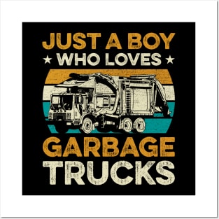 Just A Boy Who Loves Garbage Trucks Vintage Posters and Art